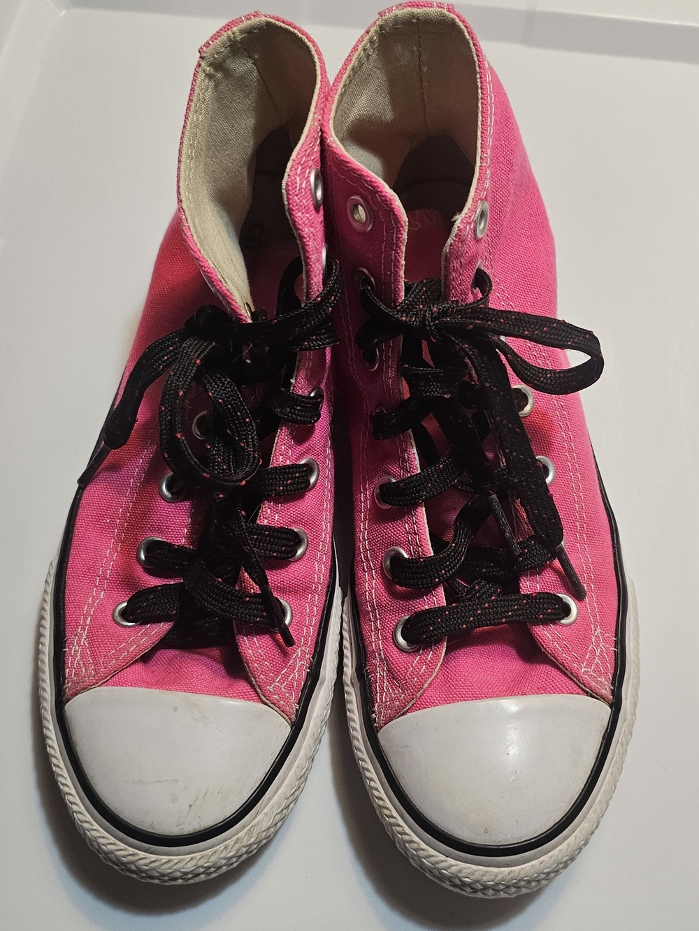 Converse Hot Pink High-Top Canvas Sneakers with Black Laces